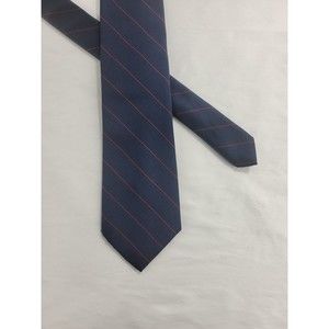Johnny Carson Tie Necktie  Navy Blue w/ Red stripe Vintage